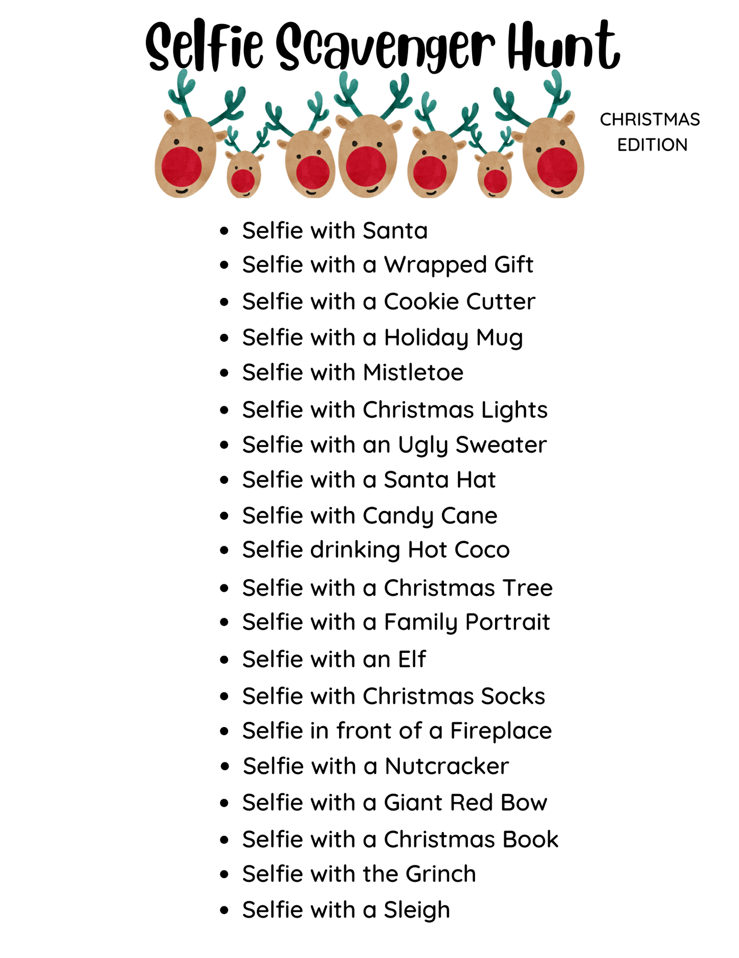 Selfie Scavenger Hunt- Christmas Editions