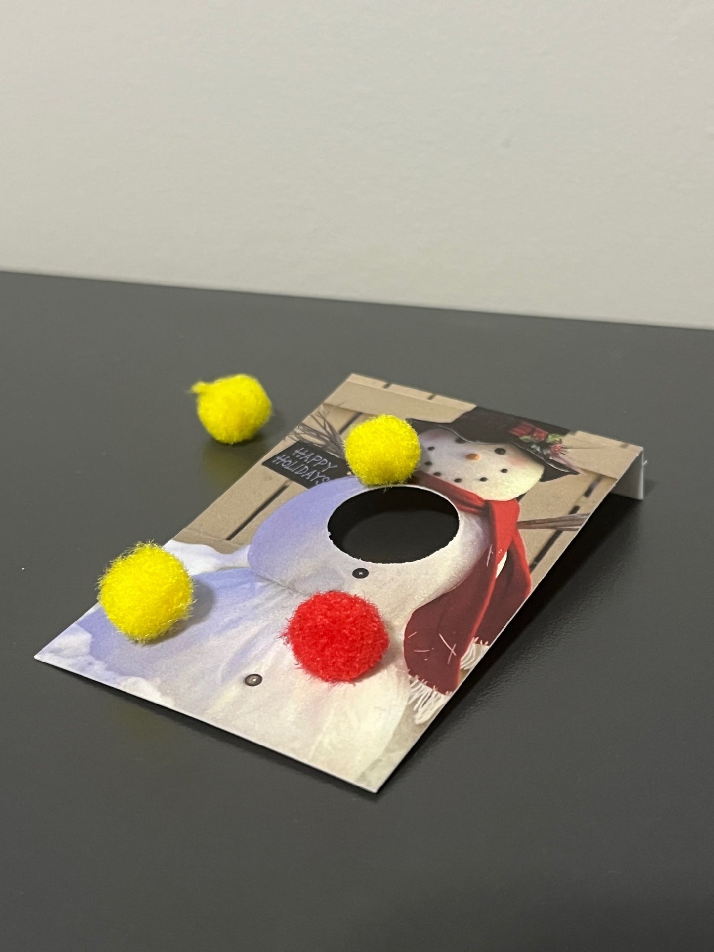 Mini Elf Cornhole Set with pom-pom bags