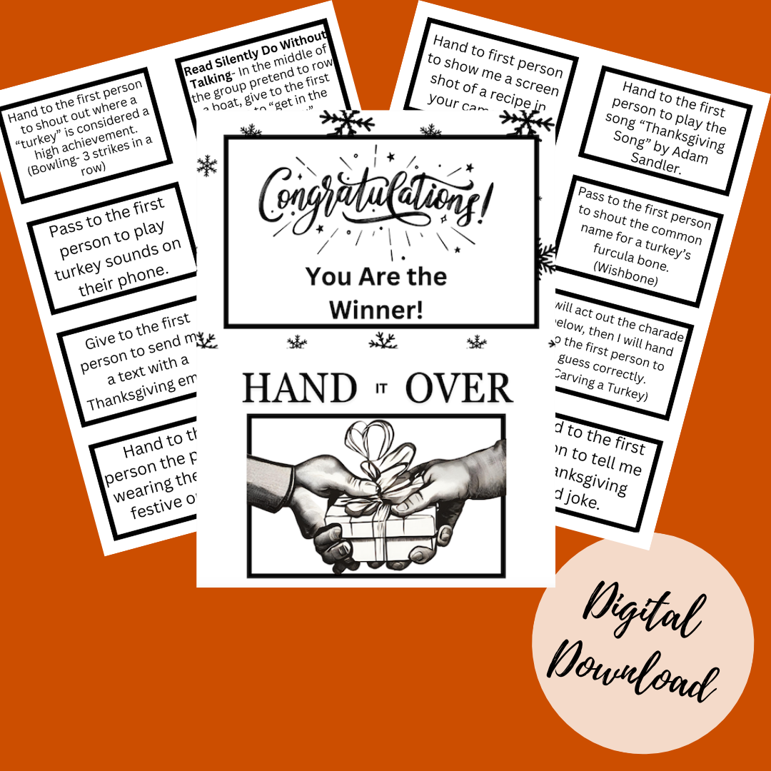 Thanksgiving Party Game- Hand It Over- Printable