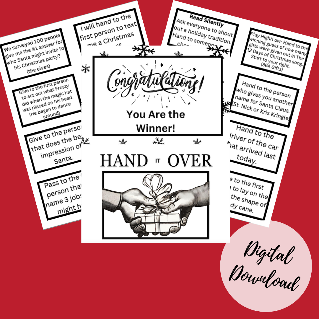 Christmas Party Game- Hand It Over- Printable