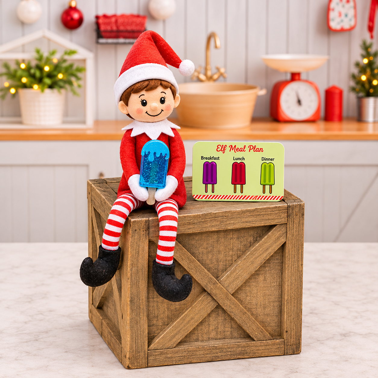 Elf Meal Plan with popsicle prop