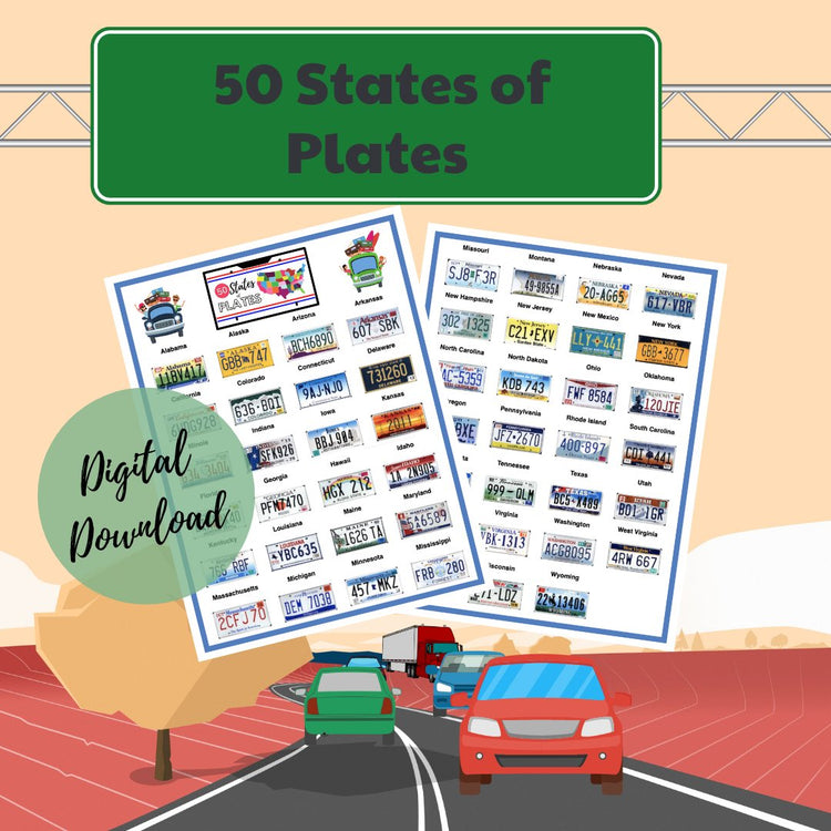 50 States of Plates Roadtrip Game