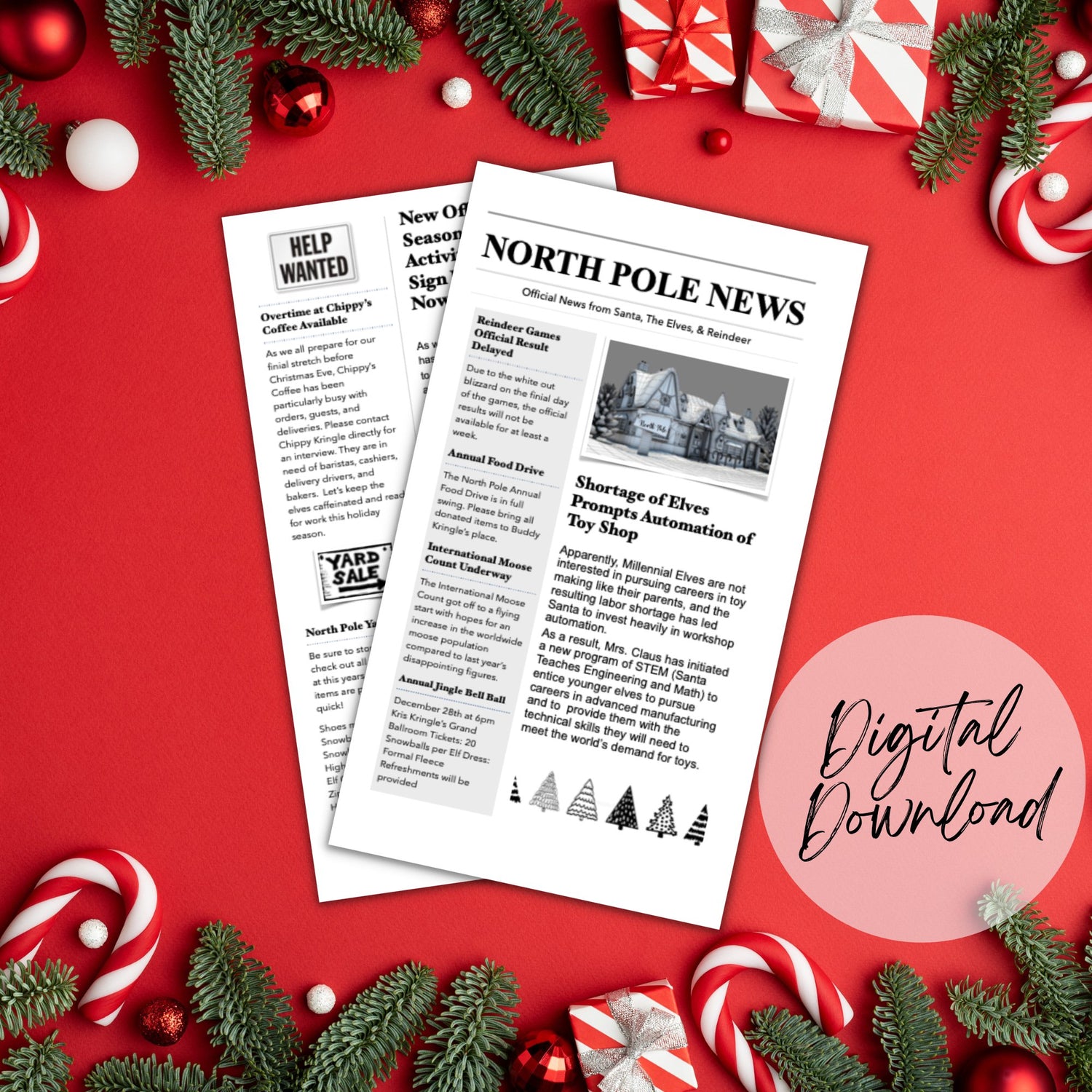 North Pole Newspaper Elf Prop - Elf Antics